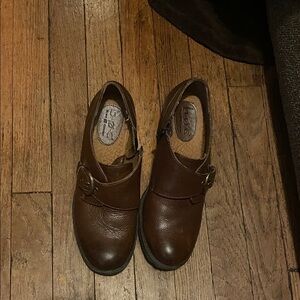 Boc Dark Brown Leather Buckle Shoes